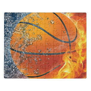 Flaming basketball jigsaw puzzle