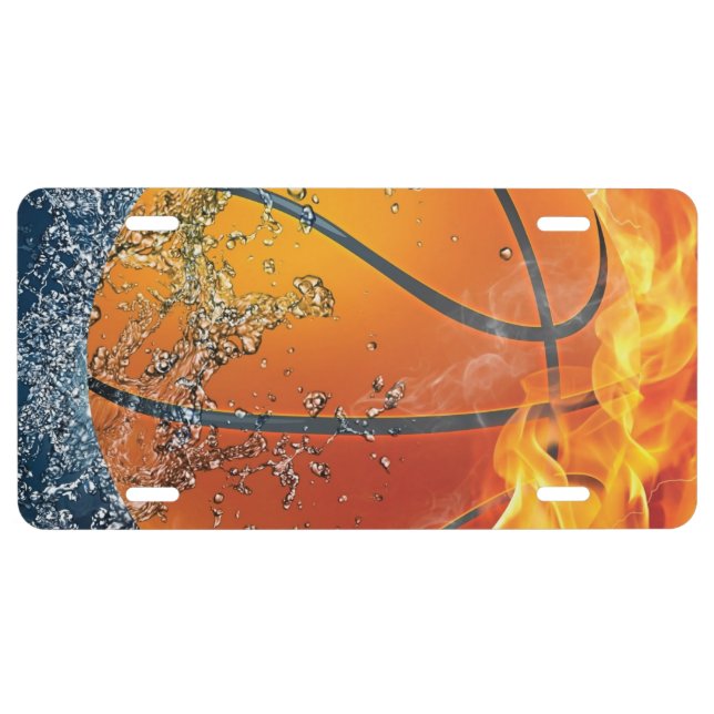 Flaming basketball license plate (Front)