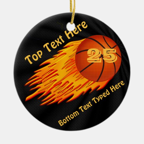 Flaming Basketball Ornament YOUR NUMBER and NAME