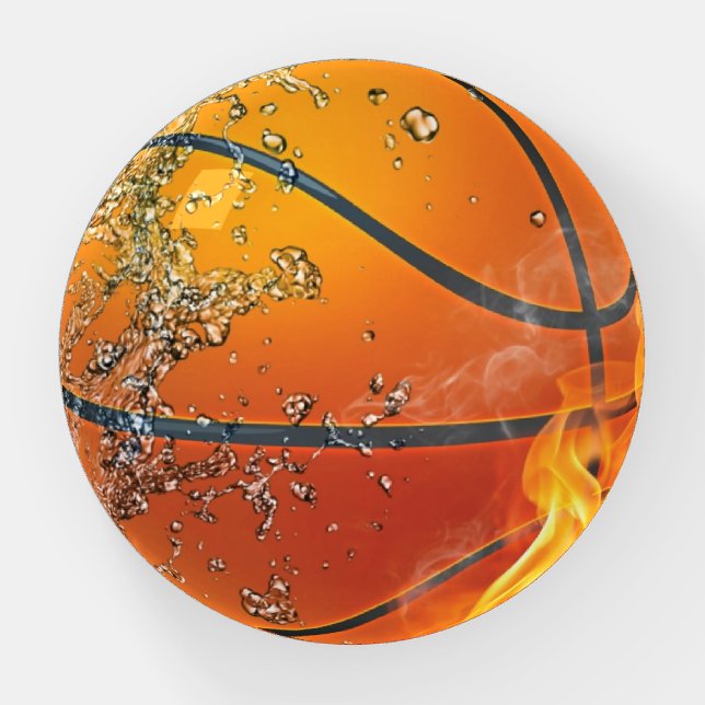 Flaming basketball paperweight (Front)