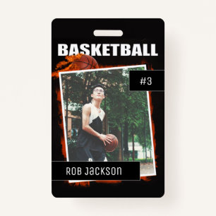 Flaming Basketball Personalized Photo badge