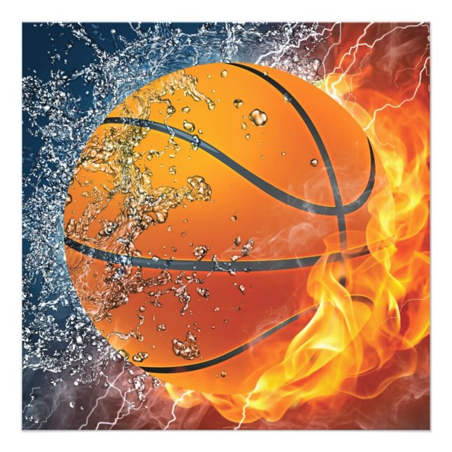Flaming basketball photo print (Front)