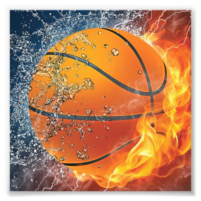 flaming basketball photo print | Zazzle.com