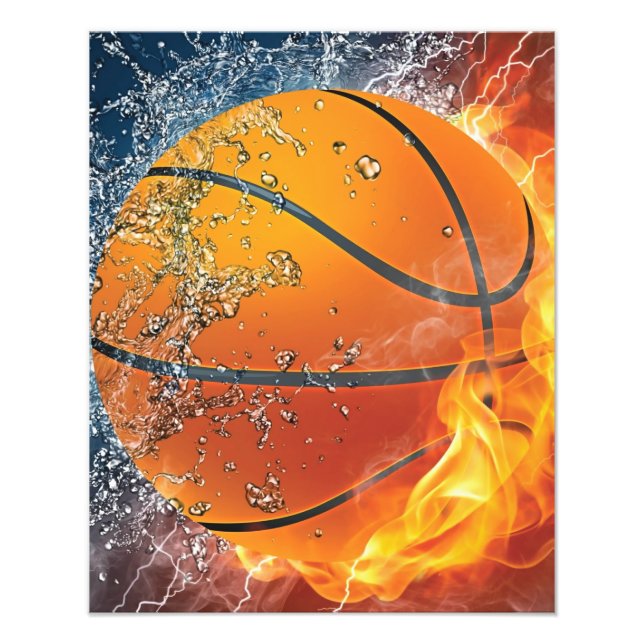 Flaming basketball photo print (Front)