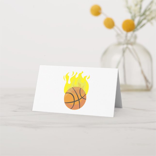 Flaming Basketball Place Card (Front)