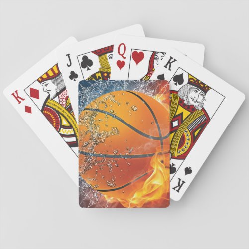 Flaming basketball playing cards