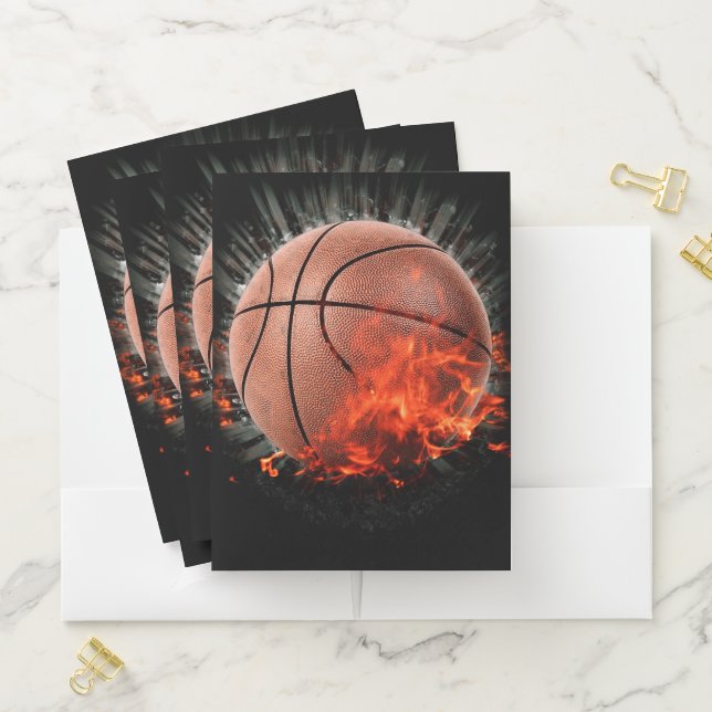 Flaming Basketball Pocket Folder (In Situ)