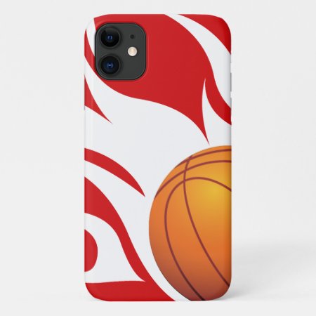 Flaming Basketball Red And White Iphone 11 Case