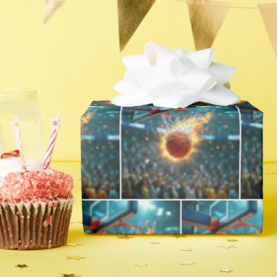 Flaming Basketball Shooting Into the Net Wrapping Paper