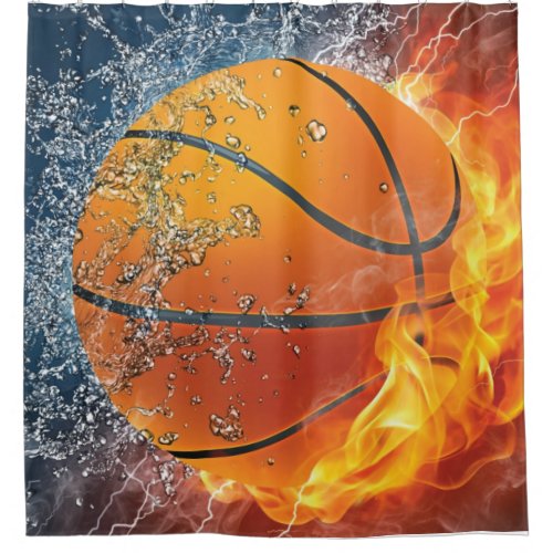 Flaming Basketball Shower Curtain