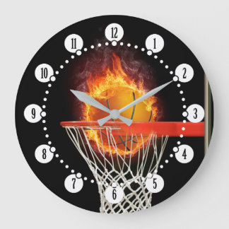 Flaming basketball | Sport Gifts Large Clock