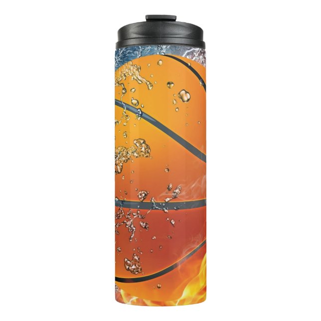 Flaming basketball thermal tumbler (Front)