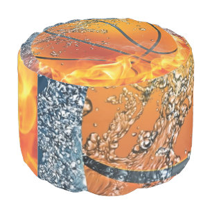 Flaming basketball throw pillow