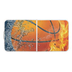 Flaming basketball throw pillow beer pong table