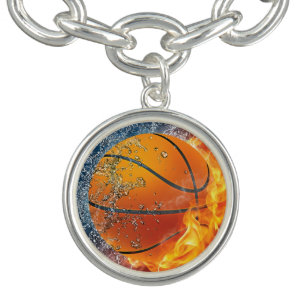 Flaming basketball throw pillow bracelet