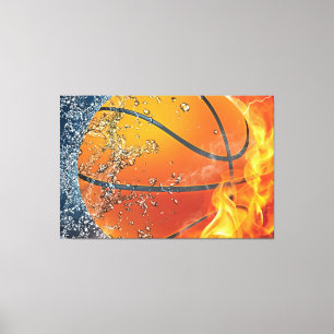Flaming basketball throw pillow canvas print