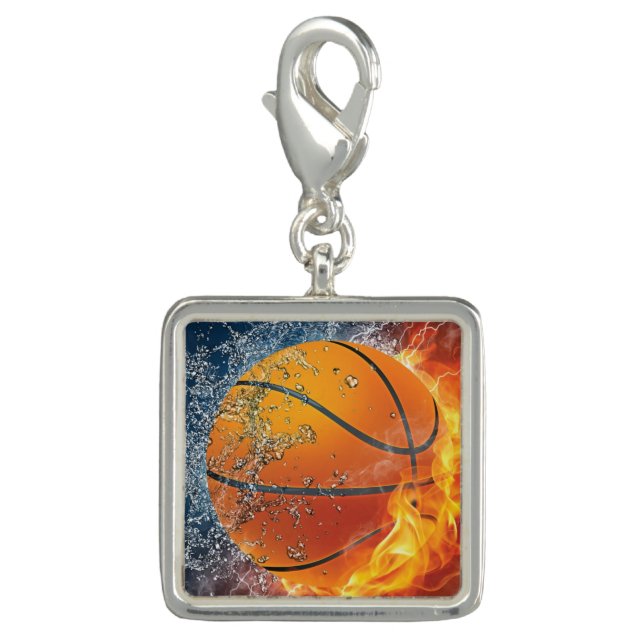 Flaming basketball throw pillow charm (Front)