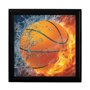 Flaming basketball throw pillow gift box