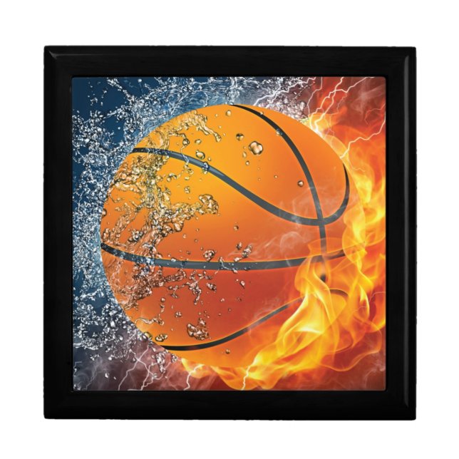 Flaming basketball throw pillow gift box (Front)