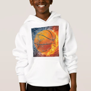 Flaming basketball throw pillow hoodie