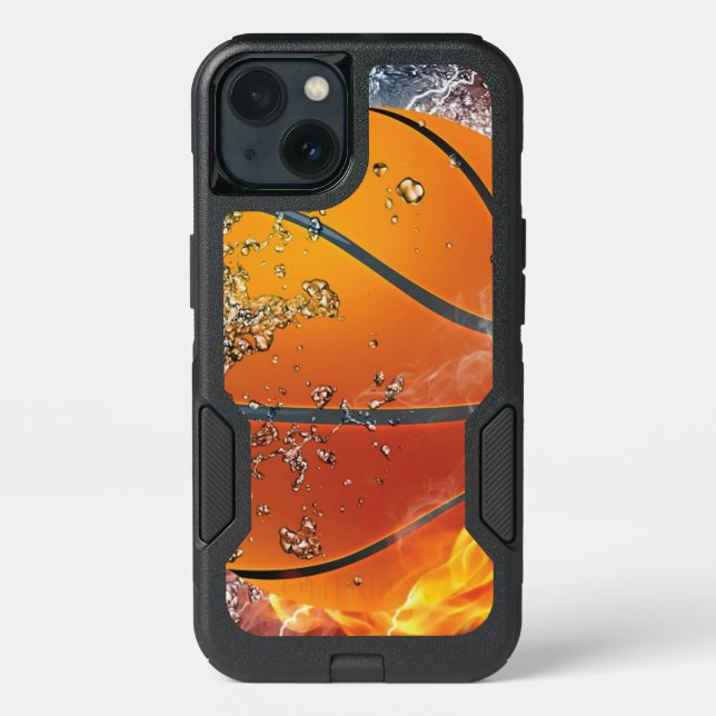 Flaming basketball throw pillow otterbox iPhone case (Back)