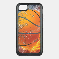 Flaming basketball throw pillow