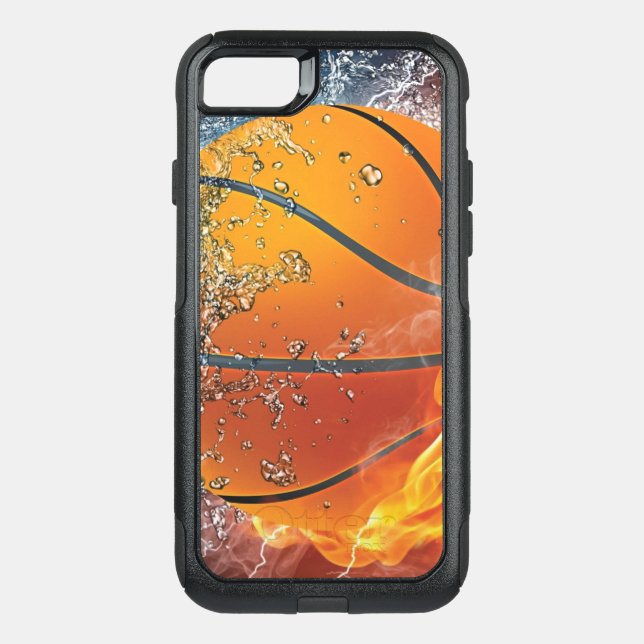 Flaming basketball throw pillow otterbox iPhone case (Back)