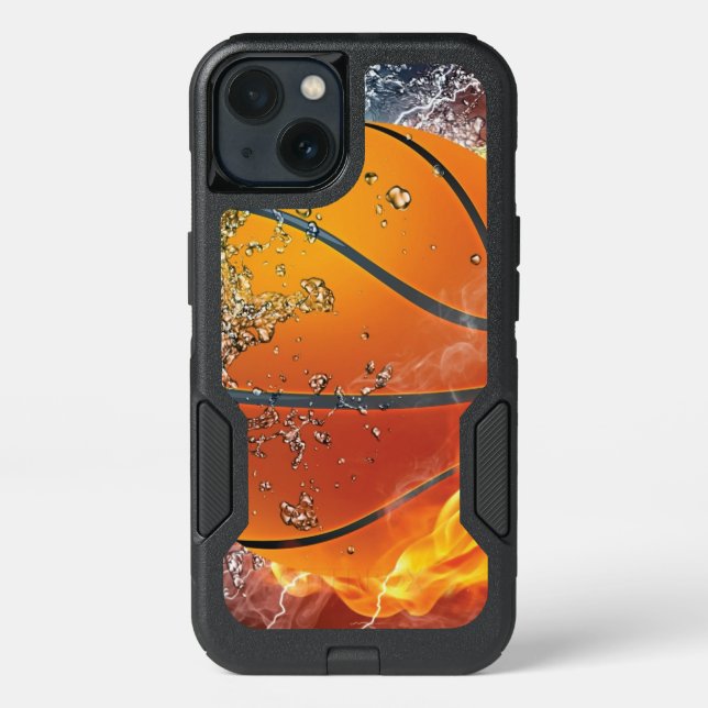 Flaming basketball throw pillow otterbox iPhone case (Back)