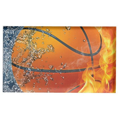 Flaming basketball throw pillow place card holder