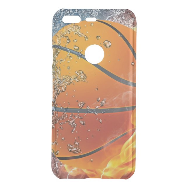Flaming basketball throw pillow uncommon google pixel case (Back)