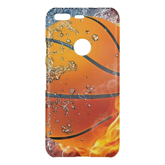 Flaming basketball throw pillow uncommon google pixel case (Back)