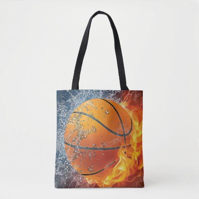 Flaming basketball tote bag (Front)