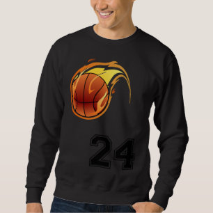Flaming Basketball with Number 24 on the Front and Sweatshirt