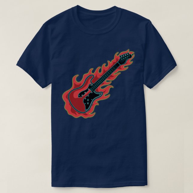 Flaming Bass Guitar T-Shirt (Design Front)