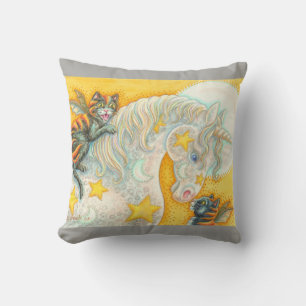 FLAMING BAT CATS AND UNICORN THROW PILLOW