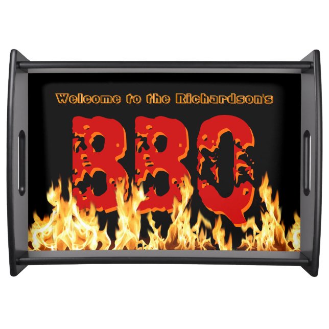 Flaming BBQ (customizable) Serving Tray (Front)