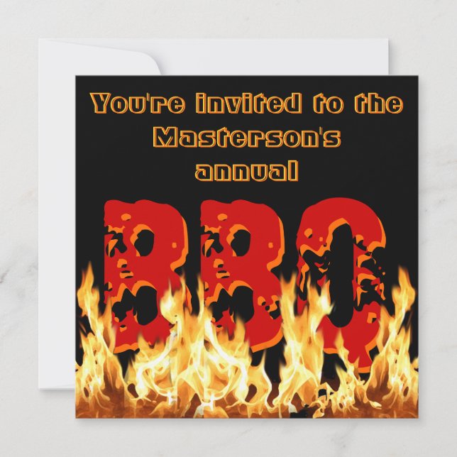 Flaming BBQ Invitation (Front)