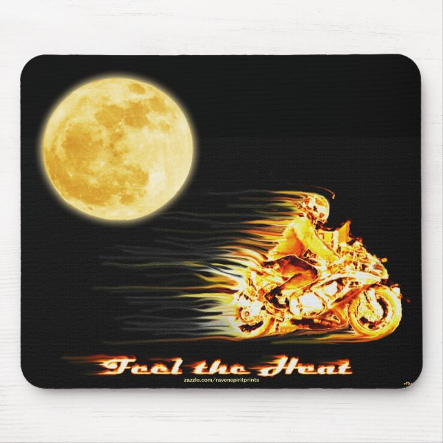 Flaming Biker Motorcycle Fantasy Art Mousepad (Front)