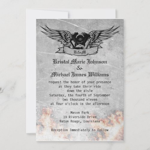 Flaming Biker Wedding Invitation