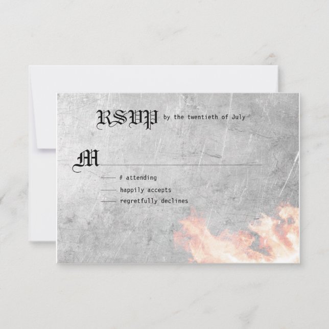 Flaming Biker Wedding RSVP Card (Front)