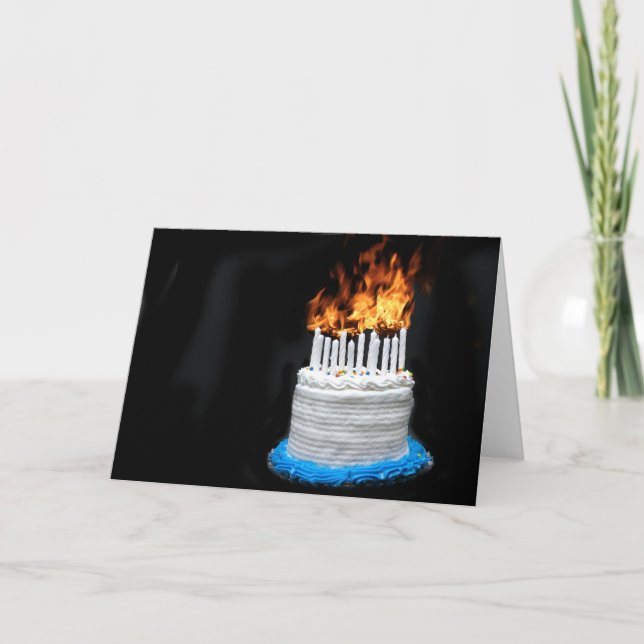 Flaming birthday cake card (Front)