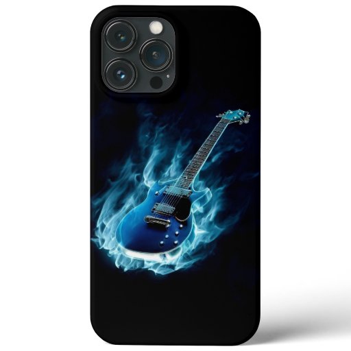 Flaming Blue Guitar iPhone 13 Pro Max Case