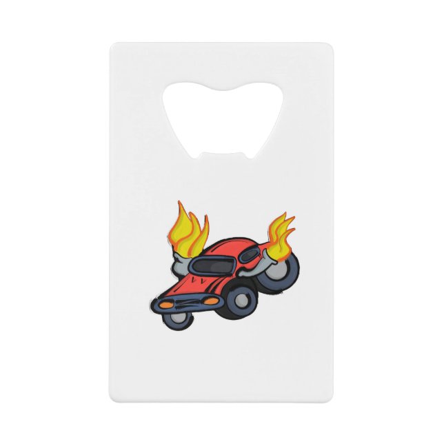 Flaming Car Credit Card Bottle Opener (Front)