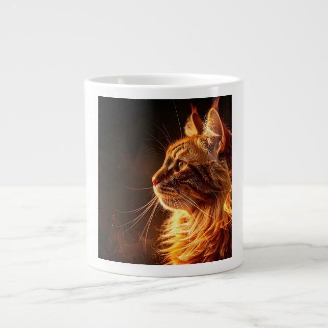 Flaming cat giant coffee mug (Front)