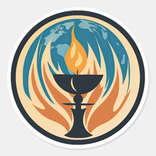 Flaming Chalice Classic Round Sticker