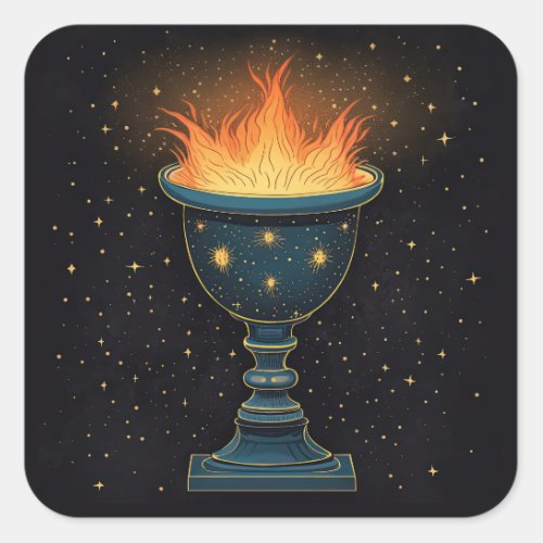 Flaming Chalice in the Sky Square Sticker