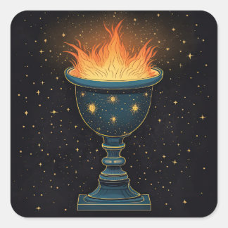 Flaming Chalice in the Sky Square Sticker