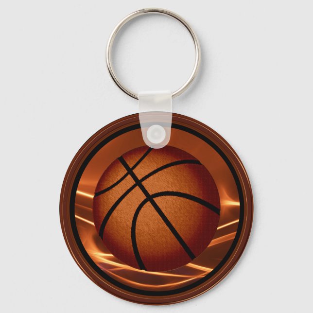 Flaming Cheap Basketball Keychains in BULK or One (Front)