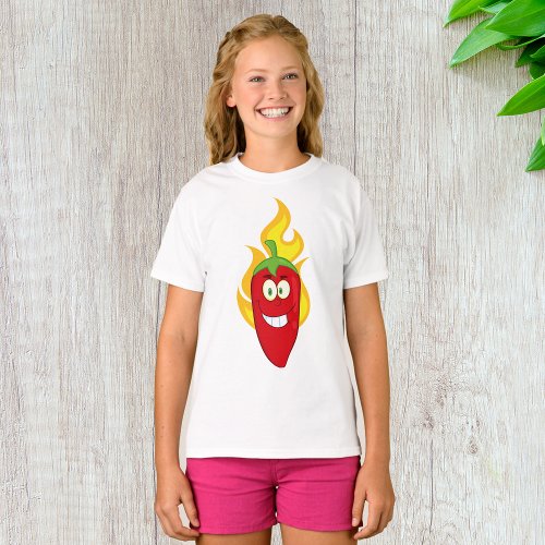 Flaming Chili Pepper Girls T_Shirt