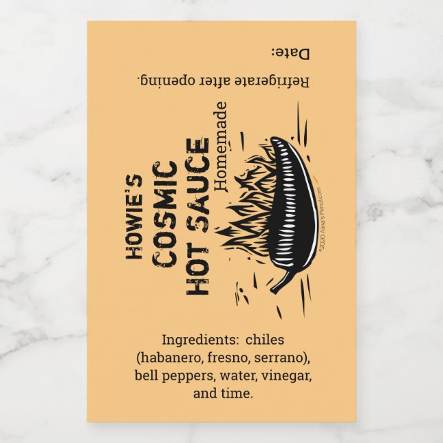 Flaming Chili Pepper Homemade Hot Sauce Custom Wine Label (Single Label)